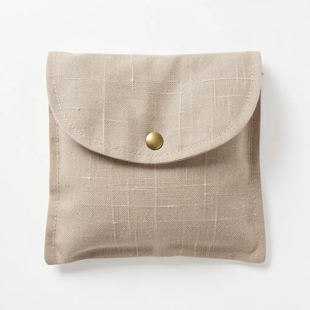 Classic linen fabric pouch in natural color